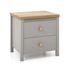 2-Drawer Nightstand with Rubber Wood Legs