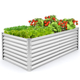 6 x 3 x 2 Feet Metal Rectangular Raised Garden Bed with Open Bottom Design