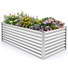 6 x 3 x 2 Feet Metal Rectangular Raised Garden Bed with Open Bottom Design