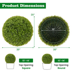 2 PCS 20 Inch Artificial Plant Boxwood Topiary Ball