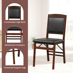 Set of 2 Folding Dining Chairs with Padded Seat and High Backrest