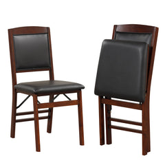 Set of 2 Folding Dining Chairs with Padded Seat and High Backrest