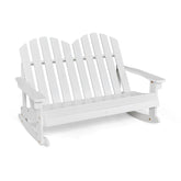 Outdoor 2 Person Kid Adirondack Rocking Chair Backrest Armrest Solid Wood Coffee