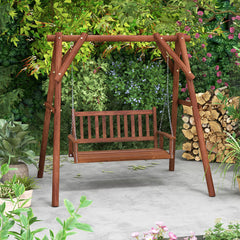 2-Person Wooden Outdoor Porch Swing with 500lbs Weight Capacity