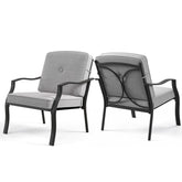 2 Pieces Patio Metal Chairs with Seat and Back Cushions for Yard