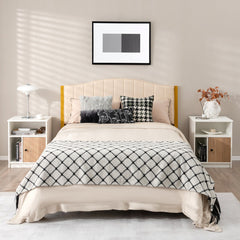 2 Pieces 25 Inch Tall Nightstands with Door and 2 Open Shelves