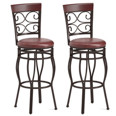 Set of 2 30 Inch Bar Stool with Backrest and Footrest