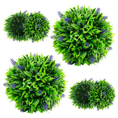 2 Pieces Artificial Lavender Topiary Balls with Flowers