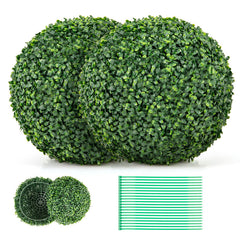 2 Pieces 16"/20" Artificial Plant Boxwood Topiary Ball for Patio Garden Front Door Balcony Backyard