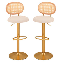2 Pieces Bar Chairs with PE Rattan Backrest-360° Swivel and Height Adjustable