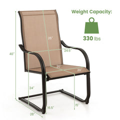 2 Pieces C-Spring Motion Patio Dining Chairs with Breathable Fabric