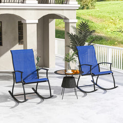 2 Pieces Outdoor Rocking Chairs with Breathable Backrest
