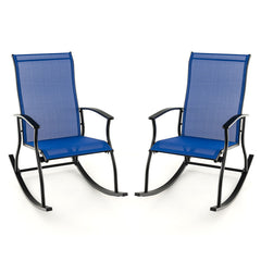2 Pieces Outdoor Rocking Chairs with Breathable Backrest