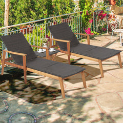 Patio Chaise Lounge and Table Set with 4-Level Adjustable Backrest