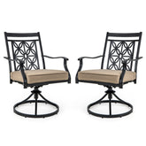 2 Pieces Patio 360 Degree Swivel Chairs with Blossom Pattern Backrest and Cushions
