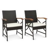Set of 2/4 Patio Wicker Chairs with Soft Zippered Cushion