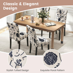 2 Pieces Tufted Dining Chair Set with Adjustable Anti-Slip Foot Pads