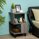 2 Pieces Wooden Modern Nightstand Set with Solid Wood Legs for Living Room