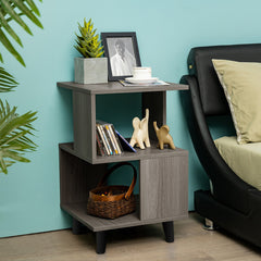 2 Pieces Wooden Modern Nightstand Set with Solid Wood Legs for Living Room