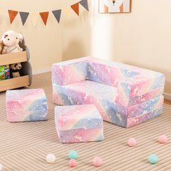2 Seater Kids Play Couch with Removable and Machine Washable Flannel Cover