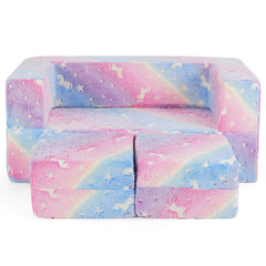 2 Seater Kids Play Couch with Removable and Machine Washable Flannel Cover