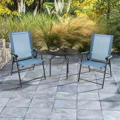 Patio Dining Chair Set of 2 with Armrests and Metal Frame
