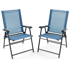 Patio Dining Chair Set of 2 with Armrests and Metal Frame