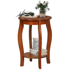 15 Inch 2-Tier Round End Table with Storage Shelf