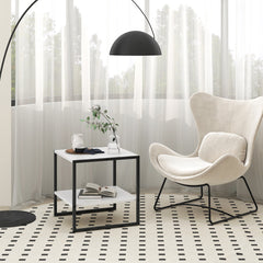 2-Tier Square End Table with Storage Shelf Reversible Design