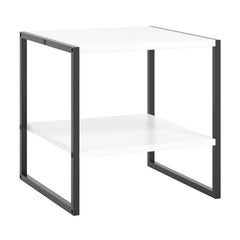 2-Tier Square End Table with Storage Shelf Reversible Design