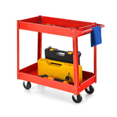 2-Tier Utility Cart with Handle and Heavy-Duty Metal Frame