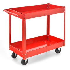 2-Tier Utility Cart with Handle and Heavy-Duty Metal Frame