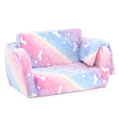 2-in-1 Folding Kids Couch with Blanket Glow in the Dark