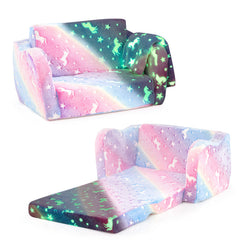 2-in-1 Folding Kids Couch with Blanket Glow in the Dark