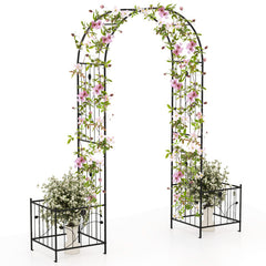2 in 1 Garden Arbor with 2 Side Planters and 8 Ground Stakes