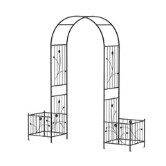 2 in 1 Garden Arbor with 2 Side Planters and 8 Ground Stakes