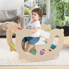 2-in-1 Rocking Horse Arch for Kids Montessori Climbing Toys with Arch Climber