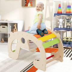 2-in-1 Rocking Horse Arch for Kids Montessori Climbing Toys with Arch Climber