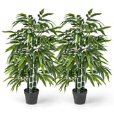 2 Pack Fake Bamboo Leave Tree with 3 PE Bamboo Trunk