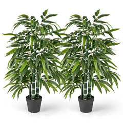 2 Pack Fake Bamboo Leave Tree with 3 PE Bamboo Trunk
