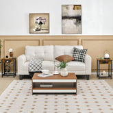 2 Pieces Bedside Nightstand Set with Open Shelf and Charging Station