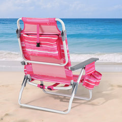 2 Pieces Folding Backpack Beach Chair with Pillow