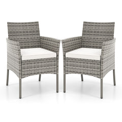 2 Pieces Outdoor PE Rattan Armchairs with Cozy Seat Cushions