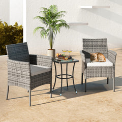 2 Pieces Outdoor PE Rattan Armchairs with Cozy Seat Cushions