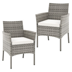 2 Pieces Outdoor PE Rattan Armchairs with Cozy Seat Cushions