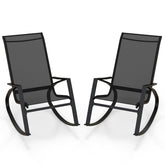 2 Pieces Patio Rocking Chairs Outdoor Sling Fabric Rockers with Ergonomic Backrest and Seat