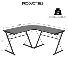 59 Inch L-Shaped Desk Corner Computer Desk with Round Corner