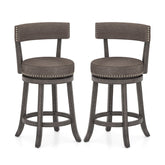 Set of 2 Counter Height Chairs with 360° Swivel Seat and Rubber Wood Frame