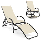 2-in-1 Outdoor Rocking Chair with 4-Position Adjustable Backrest for Patio Porch Poolside