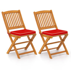Outdoor Folding Chairs with Seat Cushions Set of 2